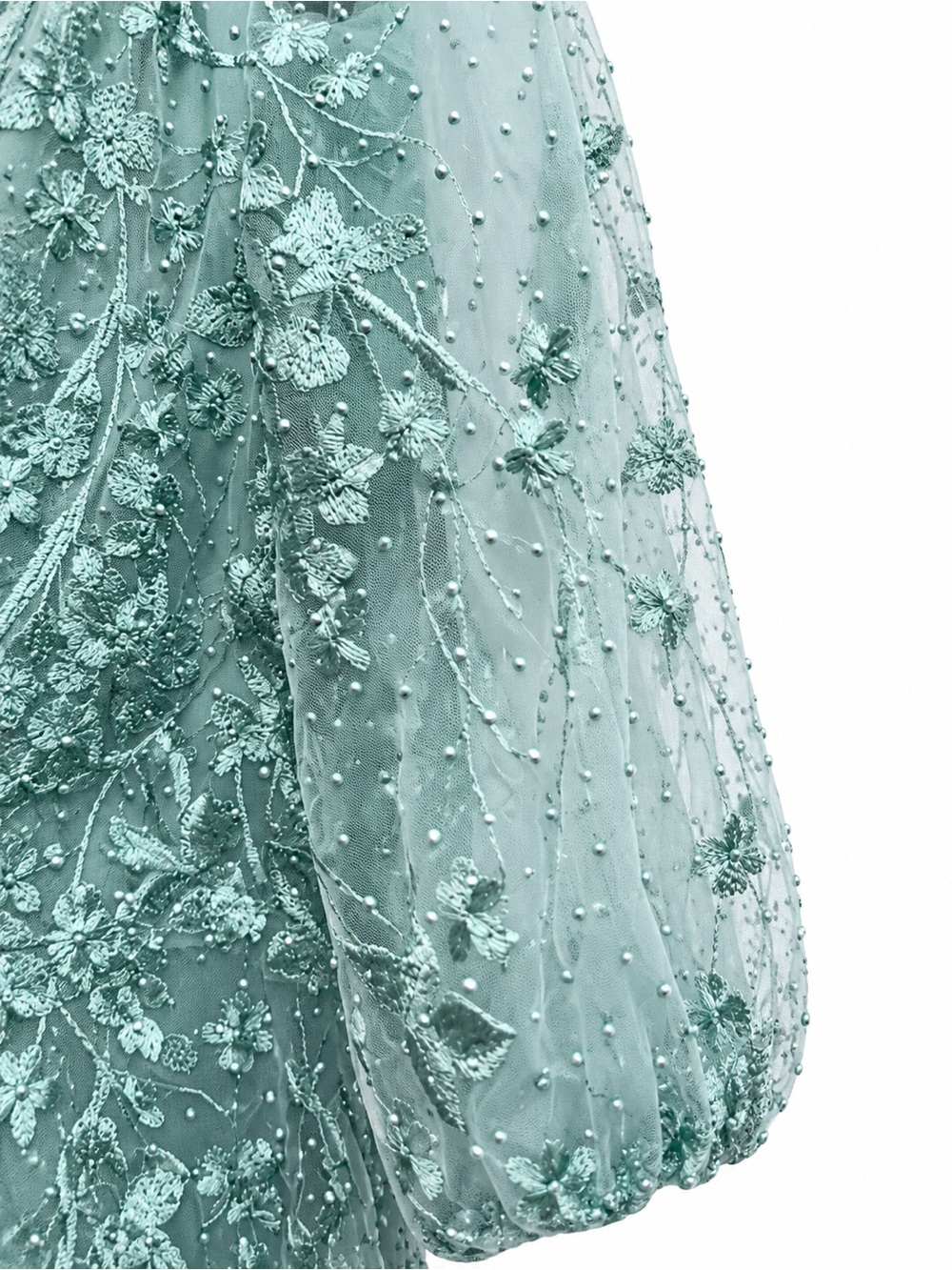 Embroidered V-Neck Maxi Dress in Sage Green - Picture 6 of 6